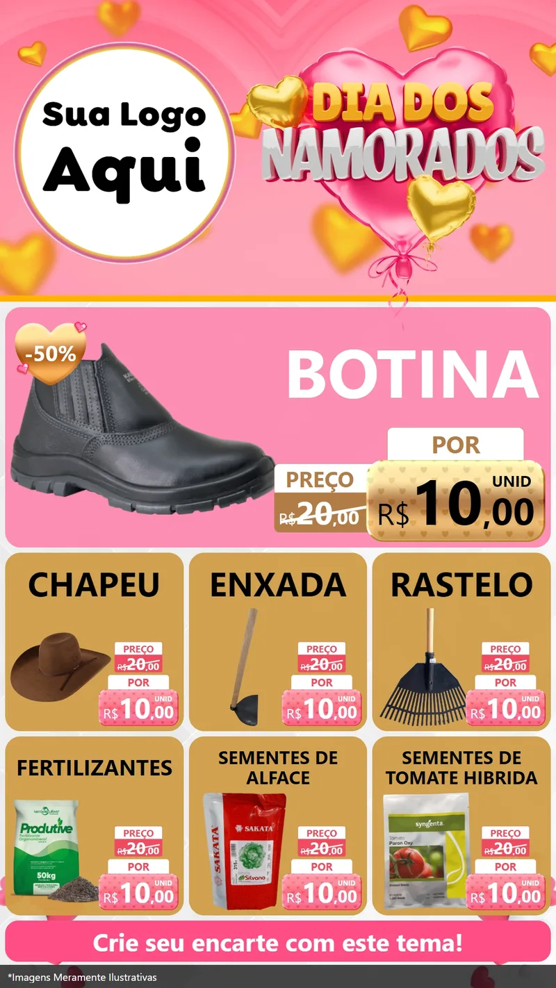 Modelo de Rede Social para Stories com o tema Dia dos Namorados para Agropecuária