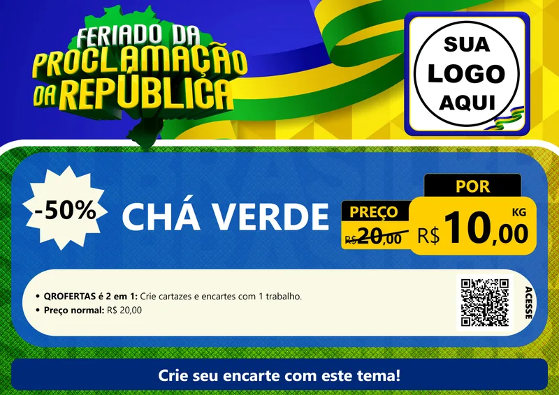 Modelo de Cartaz para Cartaz A4 Horizontal com o tema Feriado da Proclamação da República para Produtos Naturais