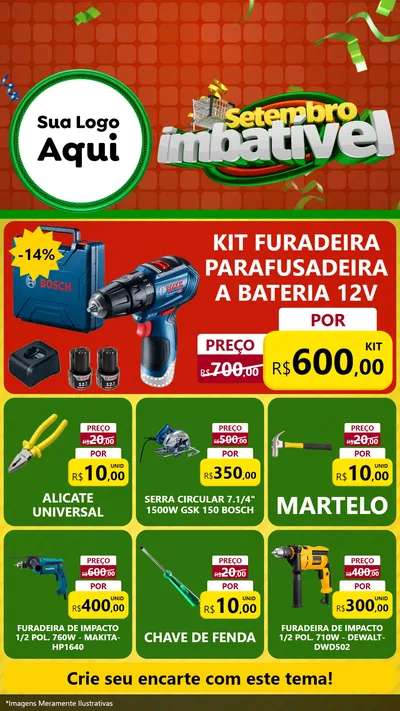 Modelo de Rede Social para Stories com o tema Setembro Imbatível para Maquinas e Ferramentas