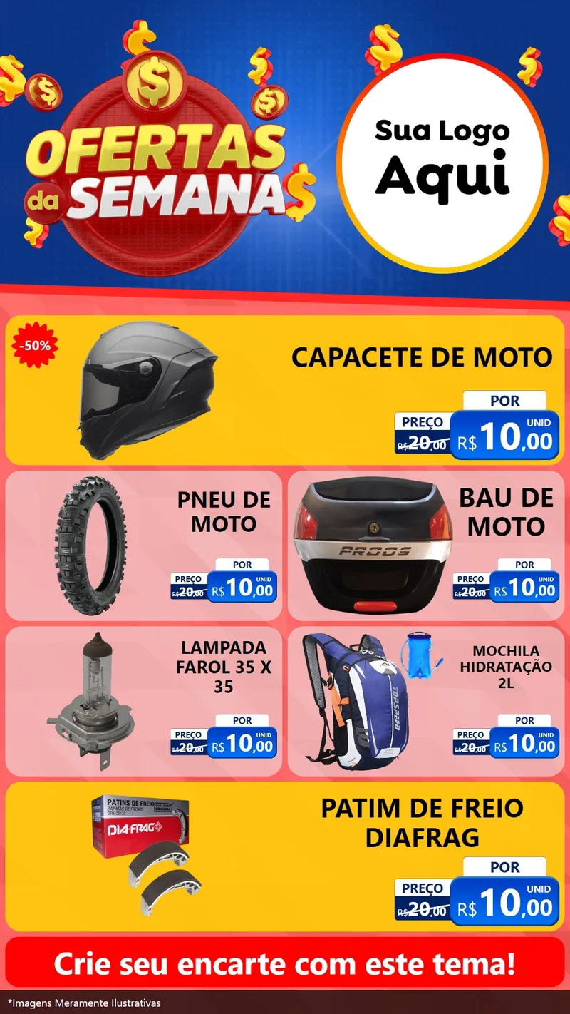 Modelo de TV para TV Vertical com o tema Ofertas Da Semana para Moto peças