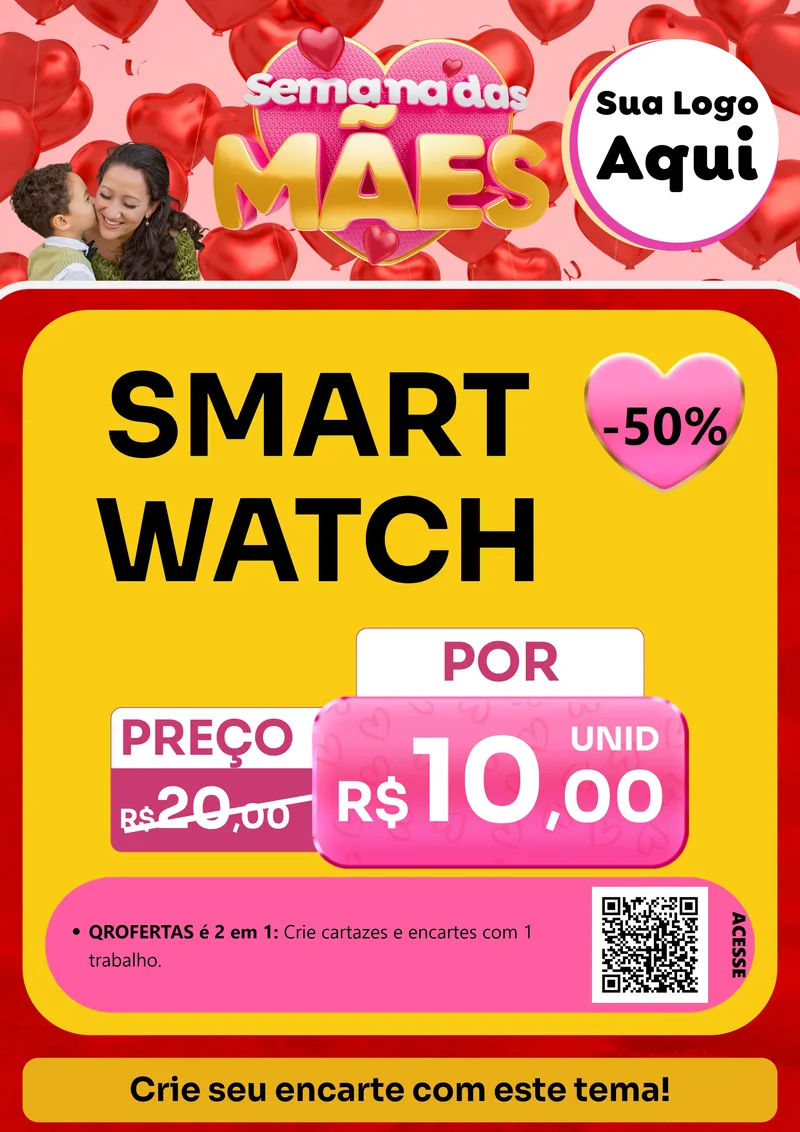 Modelo de Cartaz para Cartaz A4 Vertical com o tema Semana Das Mães para Informática