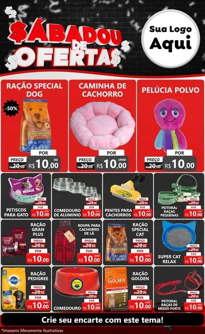 Modelo de Encarte para Encarte Grande com o tema Sabadou de Ofertas para Pet Shop