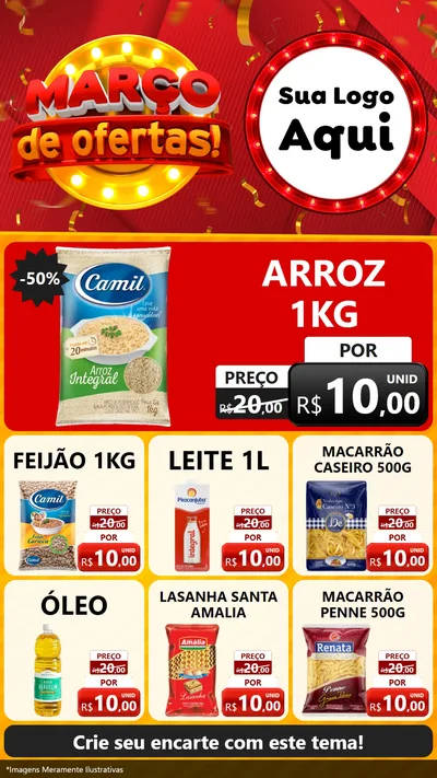 Modelo de Rede Social para Stories com o tema Março de Ofertas! para Supermercado