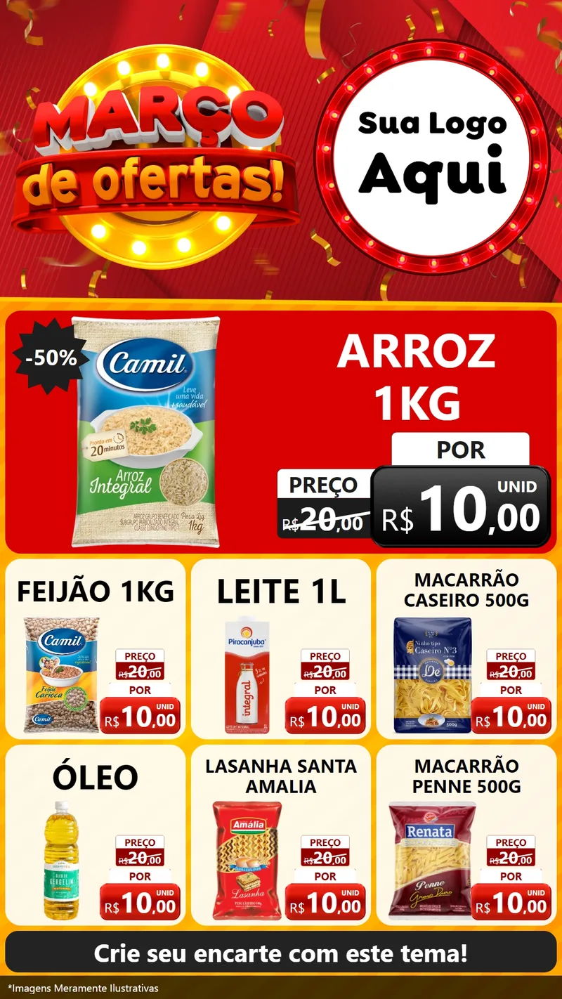 Modelo de Rede Social para Stories com o tema Março de Ofertas! para Supermercado