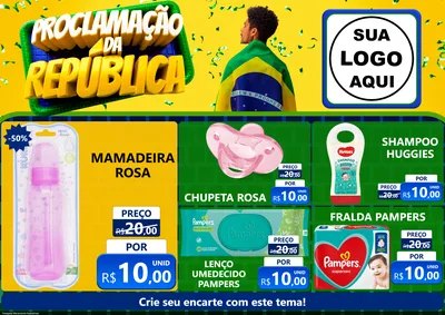 Modelo de Encarte para Encarte A4 Horizontal com o tema Proclamação da República para Bebês