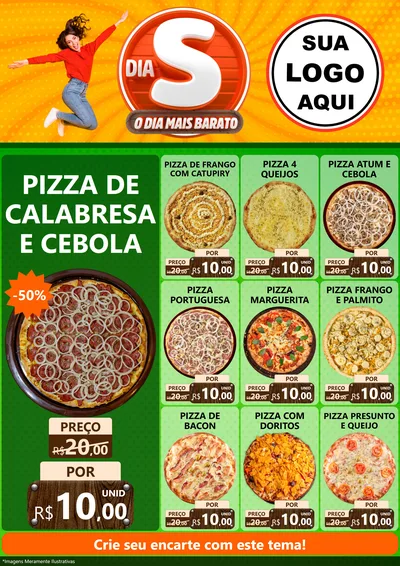Modelo de Encarte para Encarte A4 Vertical com o tema Dia S - O Dia Mais Barato para Pizzaria