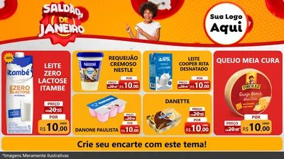 Modelo de TV para TV Horizontal com o tema Saldão de Janeiro para Frios e Laticínios