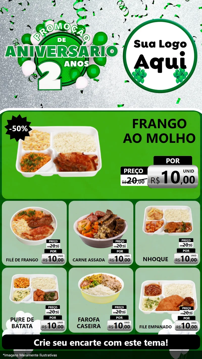 Modelo de Rede Social para Stories com o tema Promoção de Aniversário - 2 Anos para Restaurante