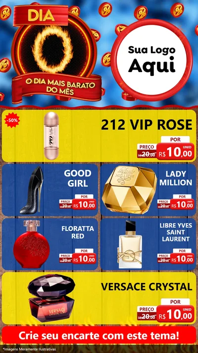 Modelo de TV para TV Vertical com o tema Dia O - O Dia Mais Barato Do Mês para Perfumes