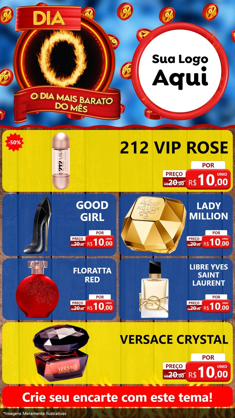 Modelo de TV para TV Vertical com o tema Dia O - O Dia Mais Barato Do Mês para Perfumes
