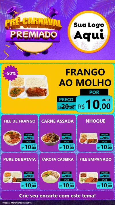 Modelo de Rede Social para Stories com o tema Pré-Carnaval Premiado para Restaurante
