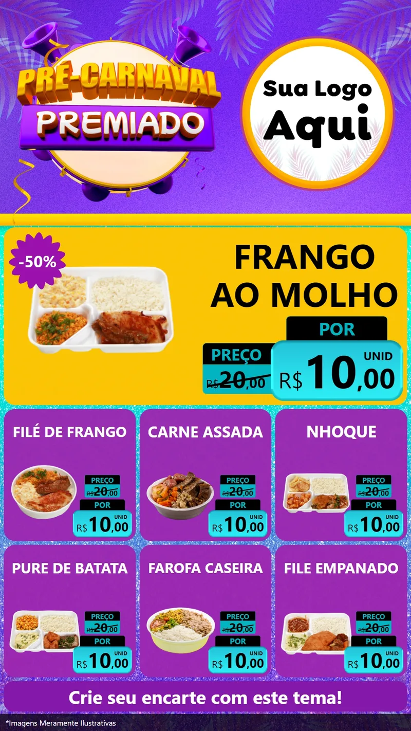 Modelo de Rede Social para Stories com o tema Pré-Carnaval Premiado para Restaurante