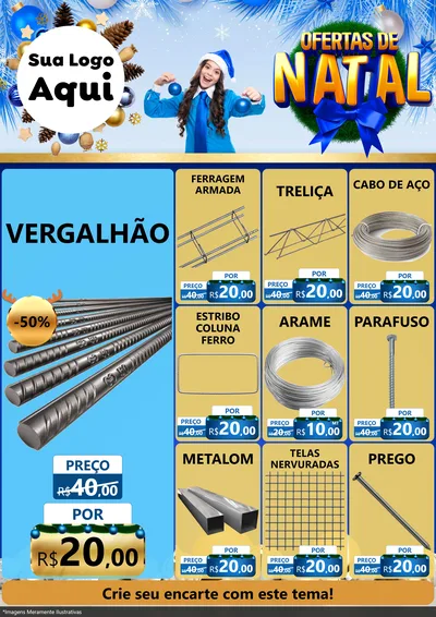 Modelo de Encarte para Encarte A4 Vertical com o tema Ofertas de Natal para Ferragens
