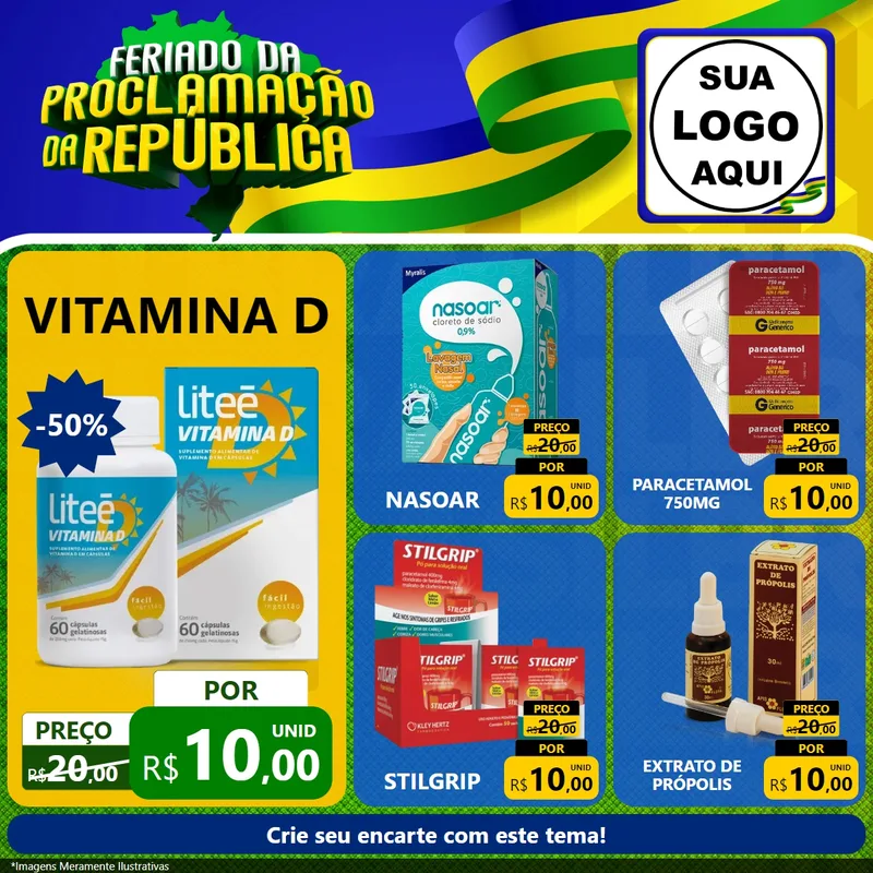 Modelo de Rede Social para Feed Facebook com o tema Feriado da Proclamação da República para Farmácia
