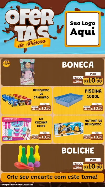 Modelo de TV para TV Vertical com o tema Ofertas de Páscoa para Brinquedos
