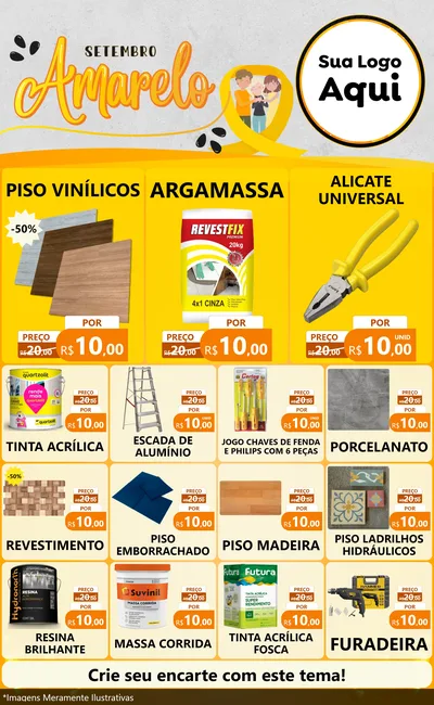 Modelo de Encarte para Encarte Grande com o tema Setembro Amarelo para Material para Construção
