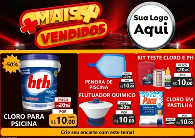 Modelo de Encarte para Encarte A4 Horizontal com o tema Mais Vendidos para Produtos para Piscina