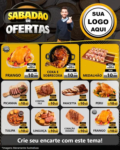 Modelo de Rede Social para Feed Instagram com o tema Sabadão de Ofertas para Assados