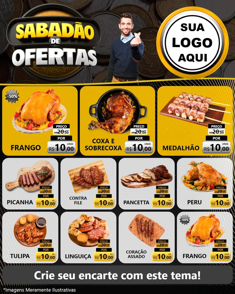 Modelo de Rede Social para Feed Instagram com o tema Sabadão de Ofertas para Assados