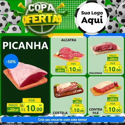 Modelo de Rede Social para Feed Facebook com o tema Copa De Ofertas para Açougue