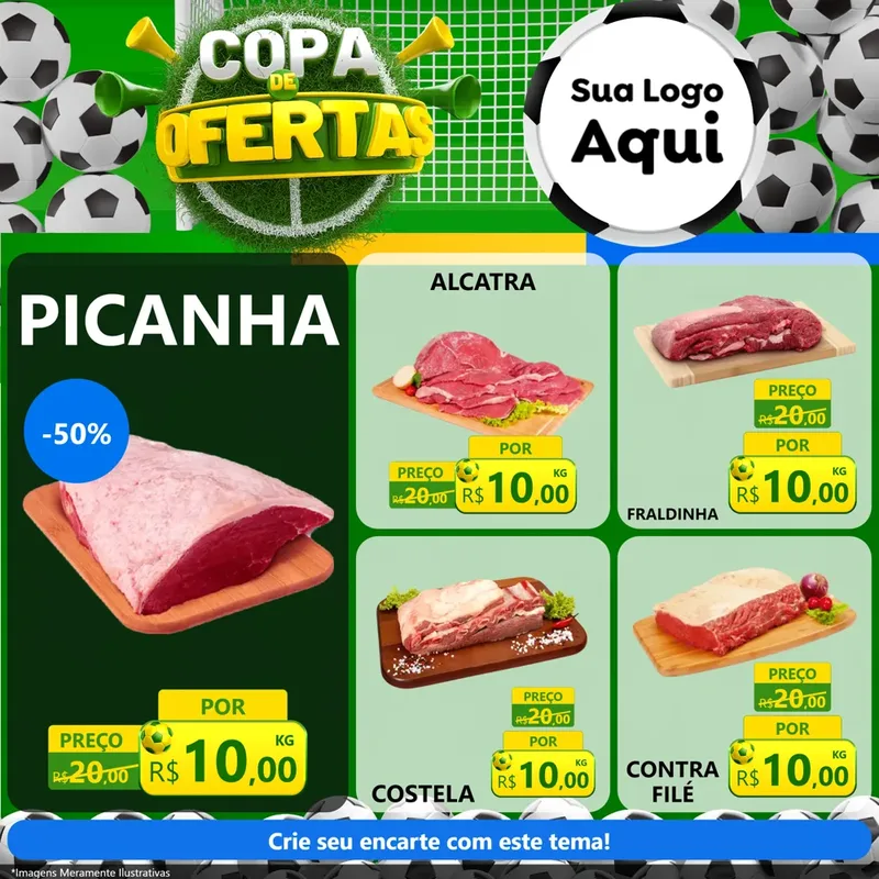 Modelo de Rede Social para Feed Facebook com o tema Copa De Ofertas para Açougue