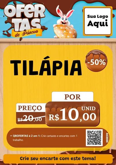 Modelo de Cartaz para Cartaz A4 Vertical com o tema Ofertas de Páscoa para Peixaria