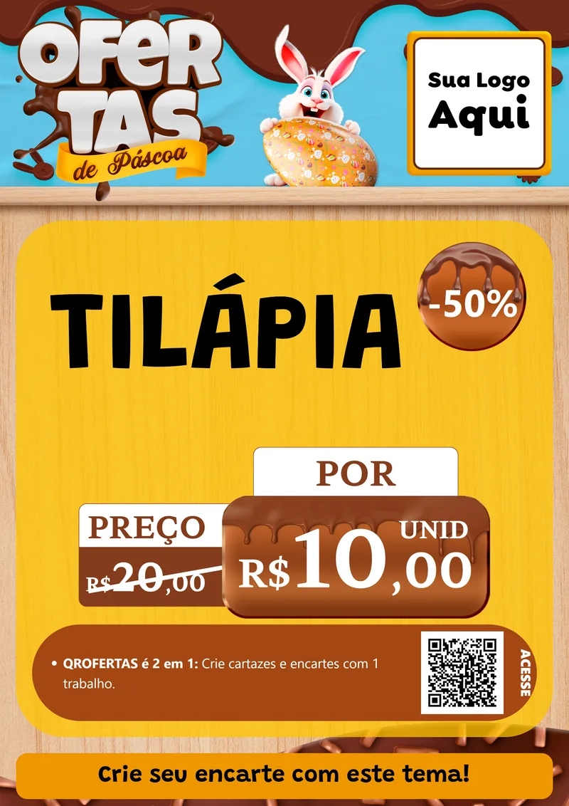 Modelo de Cartaz para Cartaz A4 Vertical com o tema Ofertas de Páscoa para Peixaria