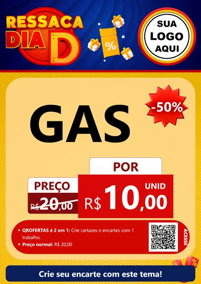 Modelo de Cartaz para Cartaz A4 Vertical com o tema Ressaca Dia D para Água e gás