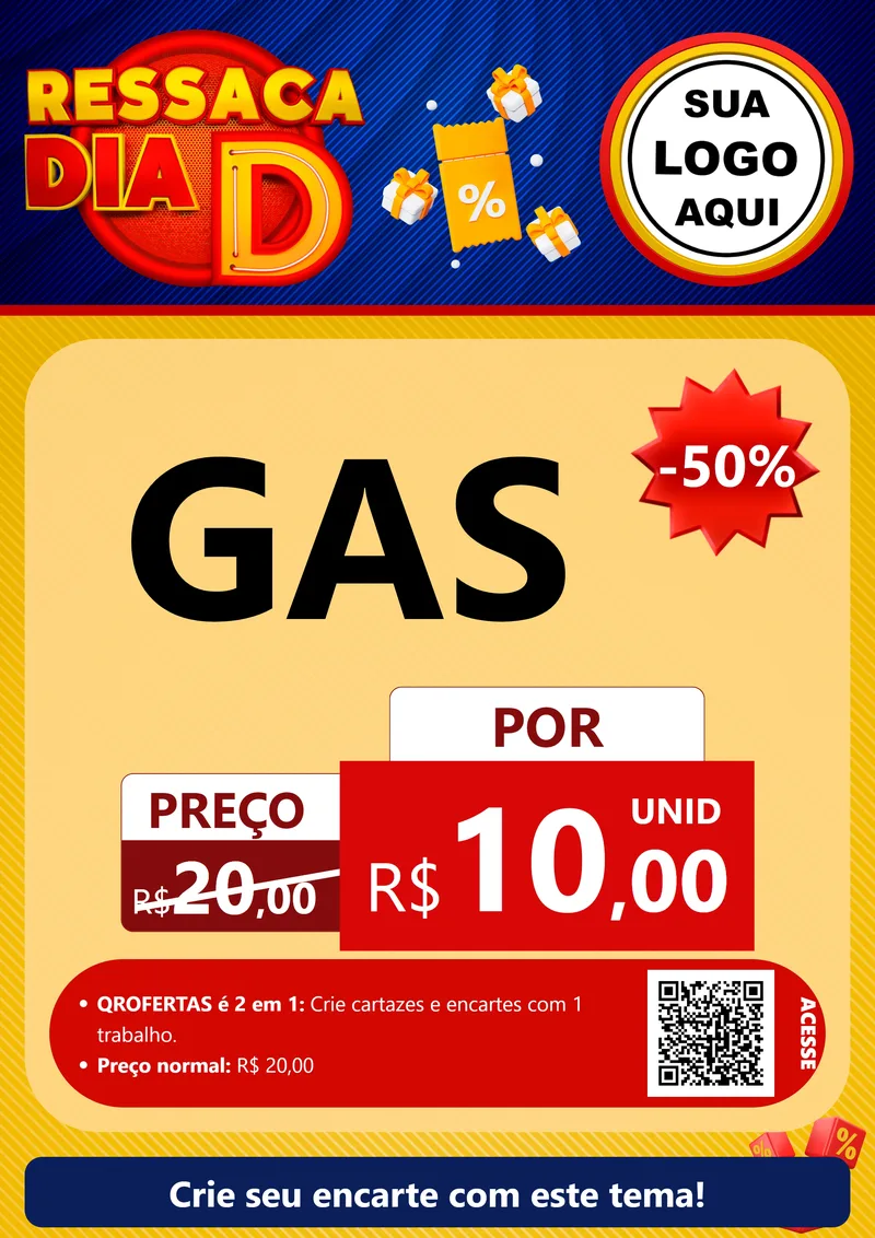 Modelo de Cartaz para Cartaz A4 Vertical com o tema Ressaca Dia D para Água e gás