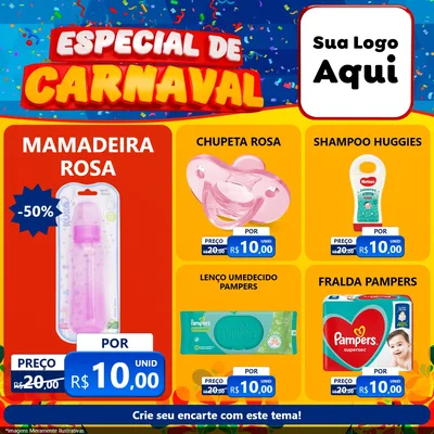 Modelo de Rede Social para Feed Facebook com o tema Especial de Carnaval para Bebês