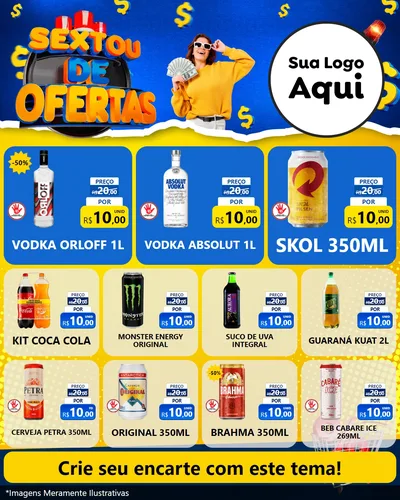 Modelo de Rede Social para Feed Instagram com o tema Sextou de Ofertas para Distribuidora de bebidas