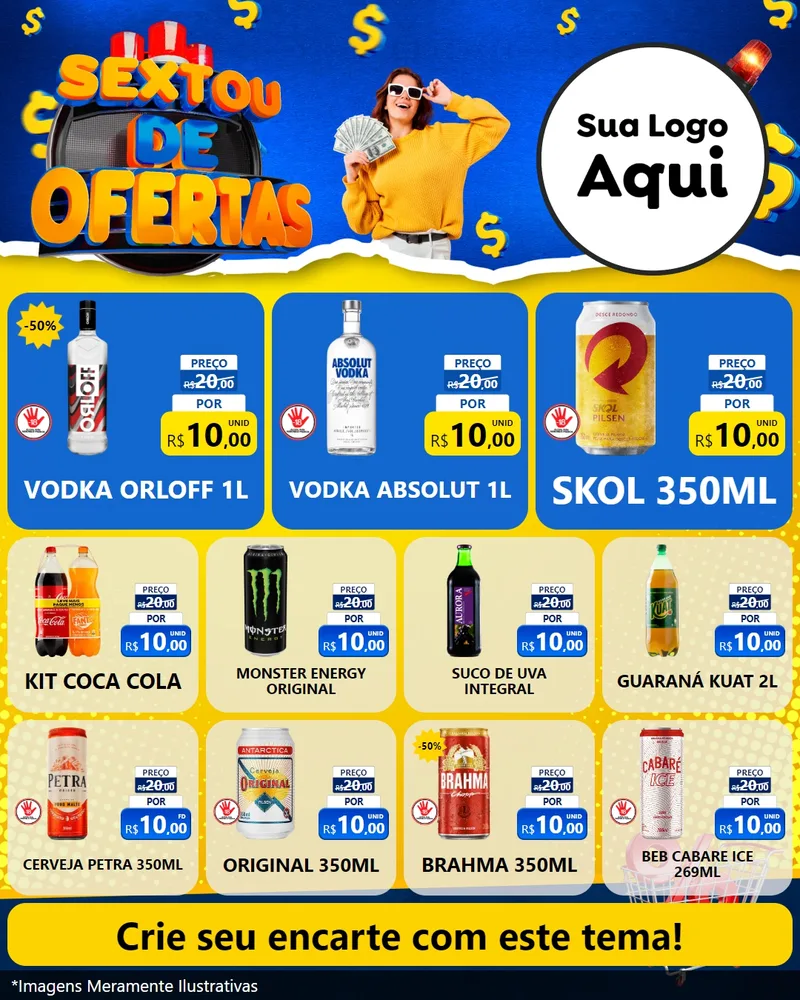 Modelo de Rede Social para Feed Instagram com o tema Sextou de Ofertas para Distribuidora de bebidas
