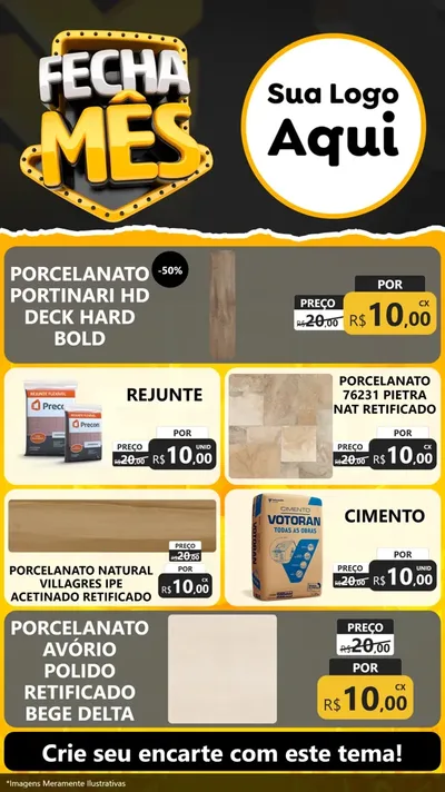 Modelo de TV para TV Vertical com o tema Fecha Mês para Pisos e revestimentos