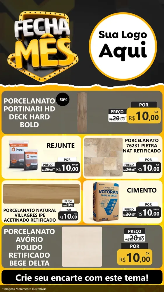 Modelo de TV para TV Vertical com o tema Fecha Mês para Pisos e revestimentos