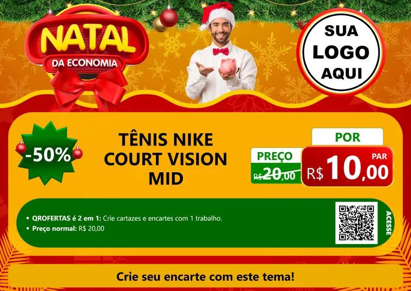 Modelo de Cartaz para Cartaz A4 Horizontal com o tema Natal da Economia para Calçados