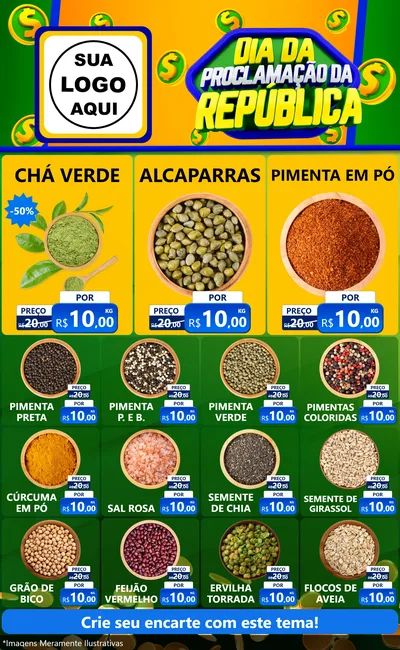 Modelo de Encarte para Encarte Grande com o tema Dia Da Proclamação da República para Produtos Naturais