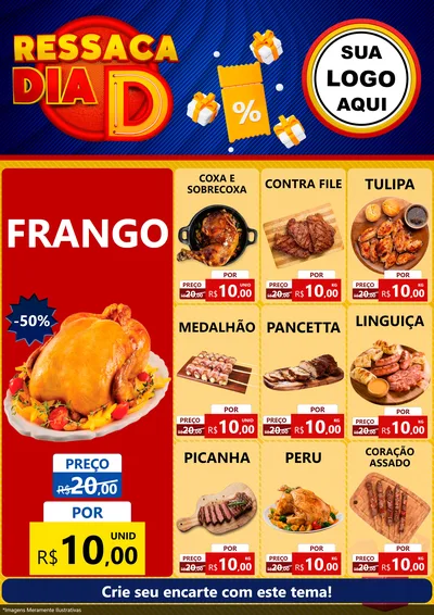 Modelo de Encarte para Encarte A4 Vertical com o tema Ressaca Dia D para Assados