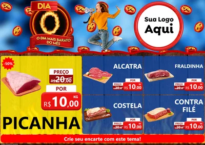 Modelo de Encarte para Encarte A4 Horizontal com o tema Dia O - O Dia Mais Barato Do Mês para Açougue