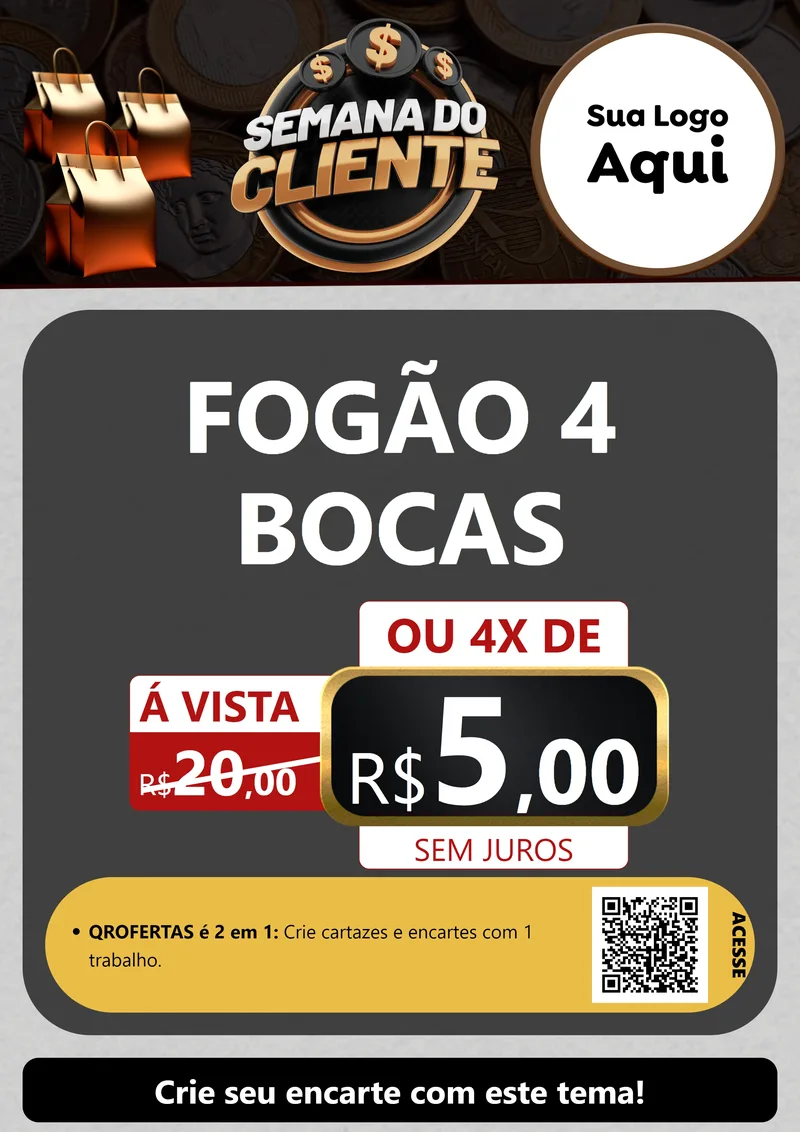 Modelo de Cartaz para Cartaz A4 Vertical com o tema Semana do Cliente para Móveis e Eletro