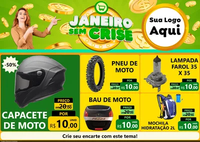 Modelo de Encarte para Encarte A4 Horizontal com o tema Janeiro Sem Crise para Moto peças