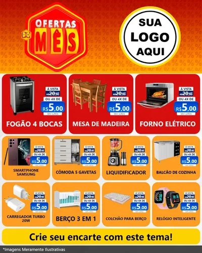 Modelo de Rede Social para Feed Instagram com o tema Ofertas do Mês para Móveis e Eletro