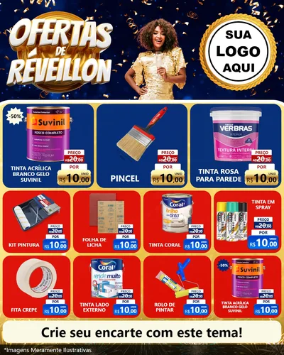 Modelo de Rede Social para Feed Instagram com o tema Ofertas de Réveillon para Tintas e Ferramentas