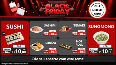Modelo de TV para TV Horizontal com o tema Black Friday para Comida japonesa