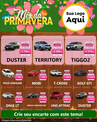 Modelo de Rede Social para Feed Instagram com o tema Mês da Primavera para Concessionaria de Carros