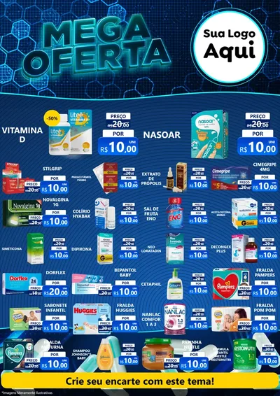 Modelo de Encarte para Encarte A4 Vertical com o tema Mega Oferta - Farmácia para Farmácia