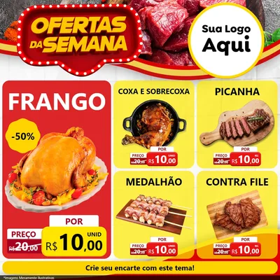 Modelo de Rede Social para Feed Facebook com o tema Ofertas da Semana para Assados