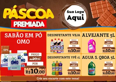 Modelo de Encarte para Encarte A4 Horizontal com o tema Páscoa Premiada para Produtos de Limpeza