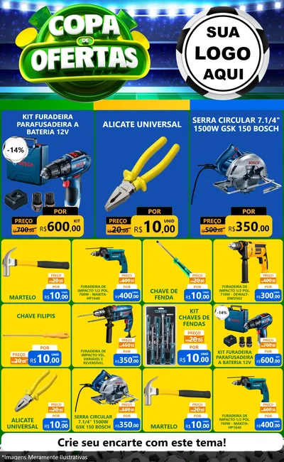 Modelo de Encarte para Encarte Grande com o tema Copa de Ofertas para Maquinas e Ferramentas