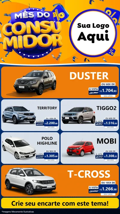 Modelo de TV para TV Vertical com o tema Mês do Consumidor para Concessionaria de Carros
