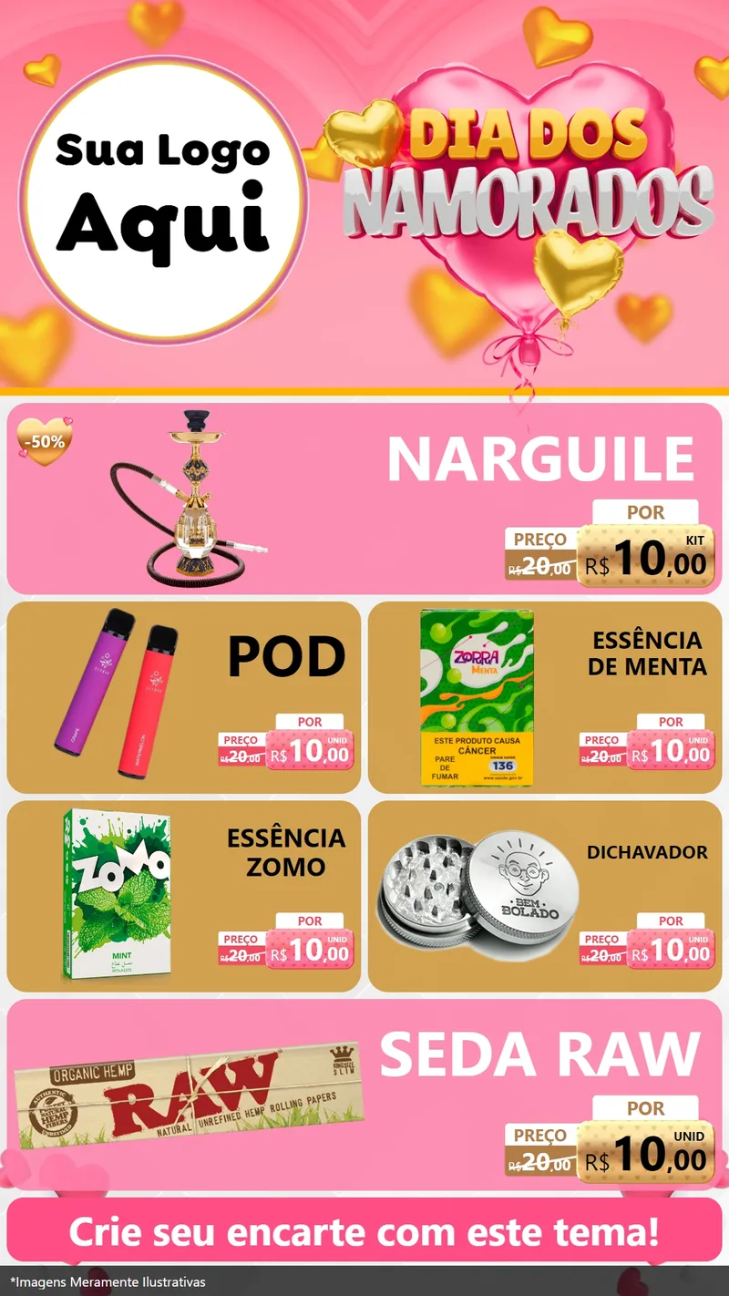 Modelo de TV para TV Vertical com o tema Dia dos Namorados para Tabacaria
